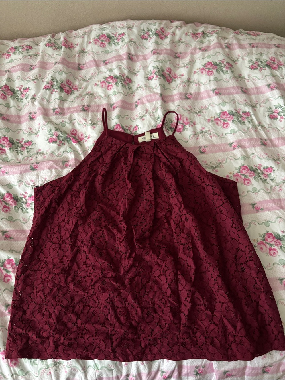 Red floral sleeveless top